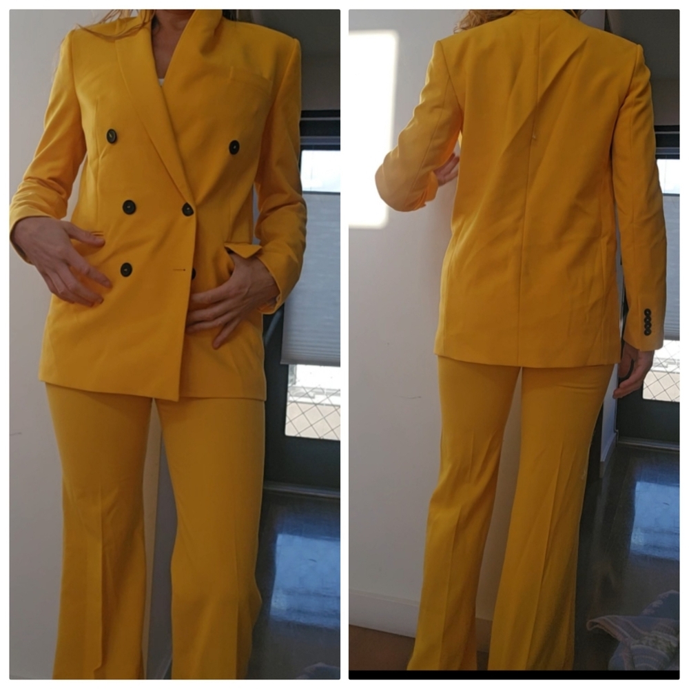 Zara Men's Tailored Double Breasted Flare Pant Slim Suit S Jacket Xs Pants - Picture 10 of 11